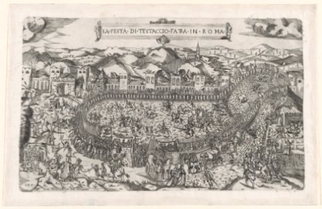 Speculum Romanae Magnificentiae- Carnival games held in the Mount Testaccio in Rome MET DP870343