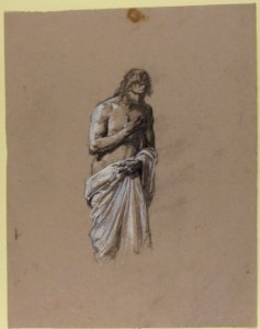 Study for Clovis (middle register; study for wall paintings in the Chapel of Saint Remi, Sainte-Clotilde, Paris, 1858); verso- Head of a Soldier (unrelated to Sainte-Clotilde decorations) MET 1989.122.4