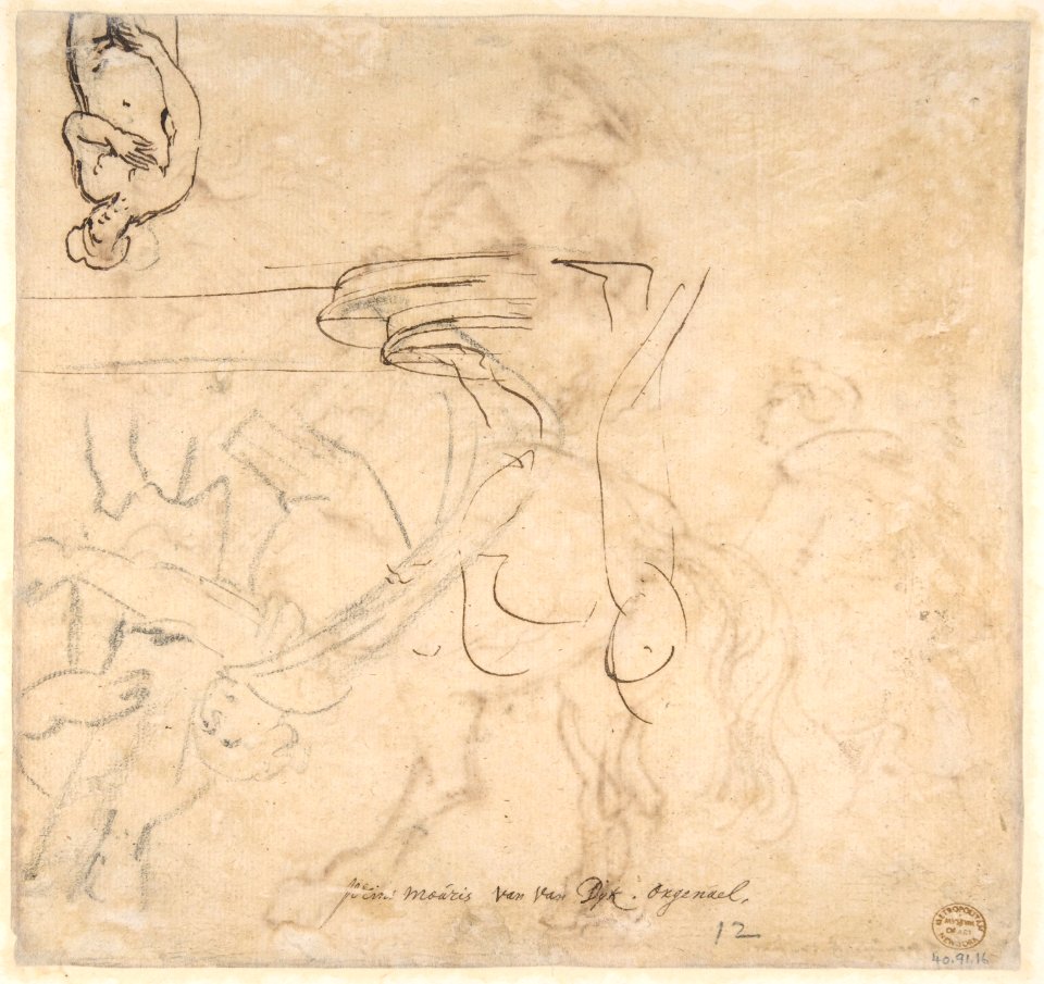 Study for an Equestrian Portrait, Possibly that of Albert de Ligne, Count of Arenberg; verso- Various Studies of Statues and Figures, Including the Venus Pudica and Scipio and his Lictor MET DP802091