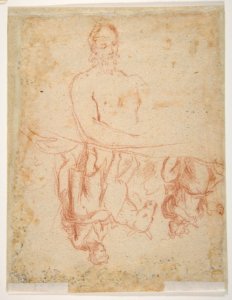 Study for a Raising of Lazarus (recto); half length study of bearded nude male figure, and a man and woman with donkey (verso) MET DP811498