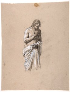 Study for Clovis (middle register; study for wall paintings in the Chapel of Saint Remi, Sainte-Clotilde, Paris, 1858); verso- Head of a Soldier (unrelated to Sainte-Clotilde decorations) MET DP812031