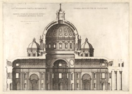 Speculum Romanae Magnificentiae- Longitudinal Section Showing the Interior of Saint Peter's Basilica as Conceived by Michelangelo (Published in 1569) MET DP830312