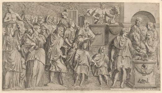 Speculum Romanae Magnificentiae- Emperor Marc Antony Offering a Sacrifice, from a Relief on Antonine's Column MET DP870316