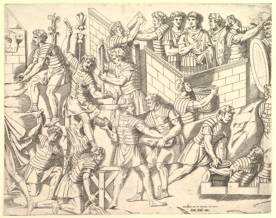 Speculum Romanae Magnificentiae- Roman Soldiers Fortifying their Camp, from Trajan's Column MET DP820282