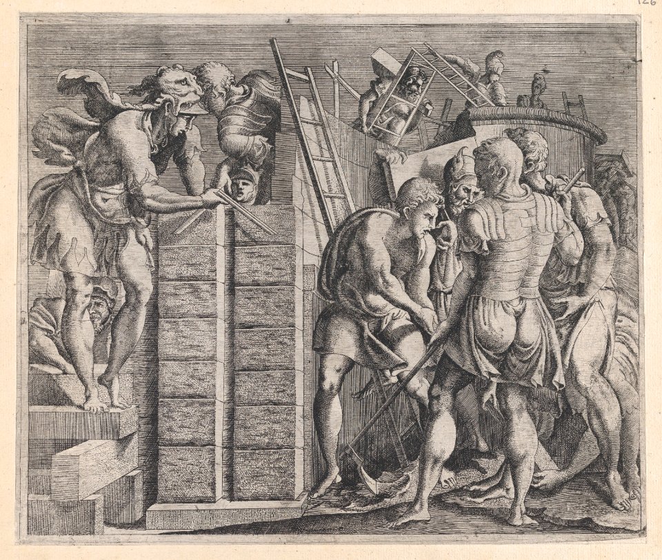 Speculum Romanae Magnificentiae- Romulus and Remus Building the Walls of Rome MET DP870245