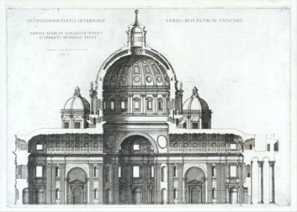Speculum Romanae Magnificentiae- Longitudinal Section Showing the Interior of Saint Peter's Basilica as Conceived by Michelangelo (Published in 1569) MET DT203425