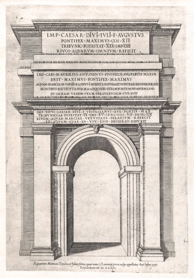 Speculum Romanae Magnificentiae- Front view of St. Lawrence Gateway, Rome MET DP870266