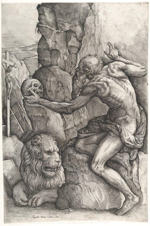 St. Jerome Meditating on a Skull MET DP865108