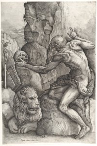 St. Jerome Meditating on a Skull MET DP865108