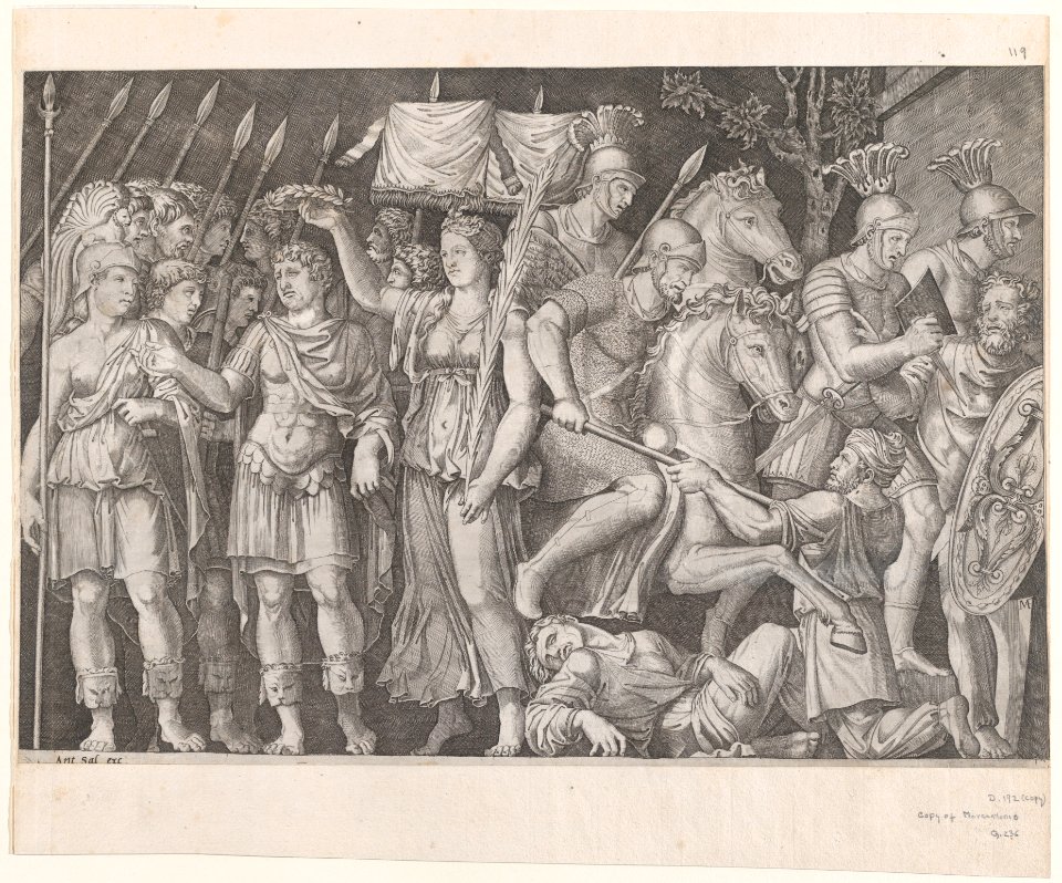 Speculum Romanae Magnificentiae- Trajan Between City of Victory and Rome MET DP870285