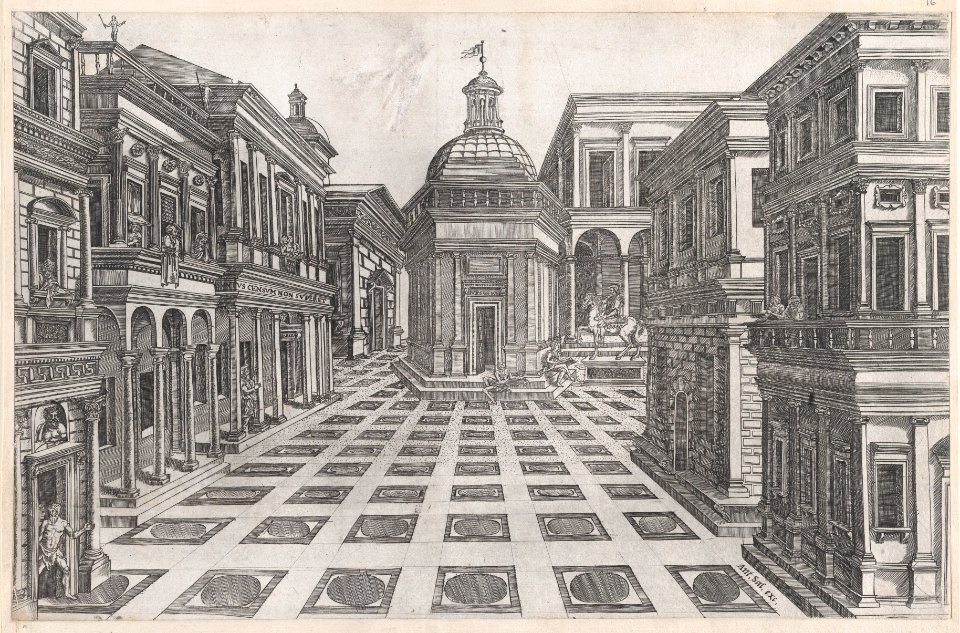 Speculum Romanae Magnificentiae- View of Buildings Adjoining the Capitol MET DP870254