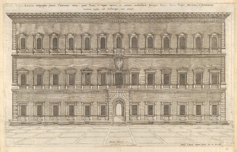 Speculum Romanae Magnificentiae- Exterior of the Farnese Palace MET DP836029