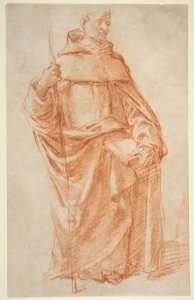 Standing Dominican or Servite Holding a Book and Staff (recto); Study of two warriors (verso) MET DP811170