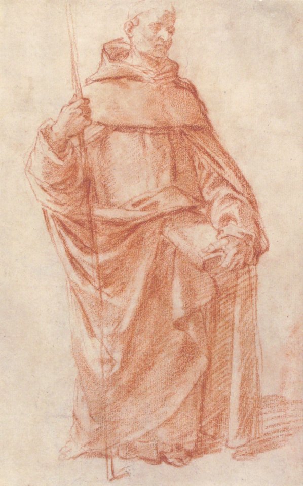 Standing Dominican or Servite Holding a Book and Staff (recto); Study of two warriors (verso) MET 64.40 RECTO