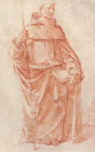 Standing Dominican or Servite Holding a Book and Staff (recto); Study of two warriors (verso) MET 64.40 RECTO