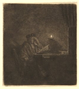 Student at a Table by Candlelight MET DP820342