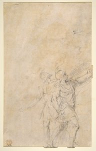 Standing Dominican or Servite Holding a Book and Staff (recto); Study of two warriors (verso) MET DP811171