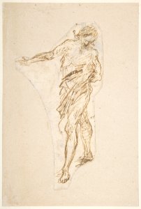 Standing Male Figure with Right Arm Extended (recto); Seated Male Figure (verso) MET DP809172