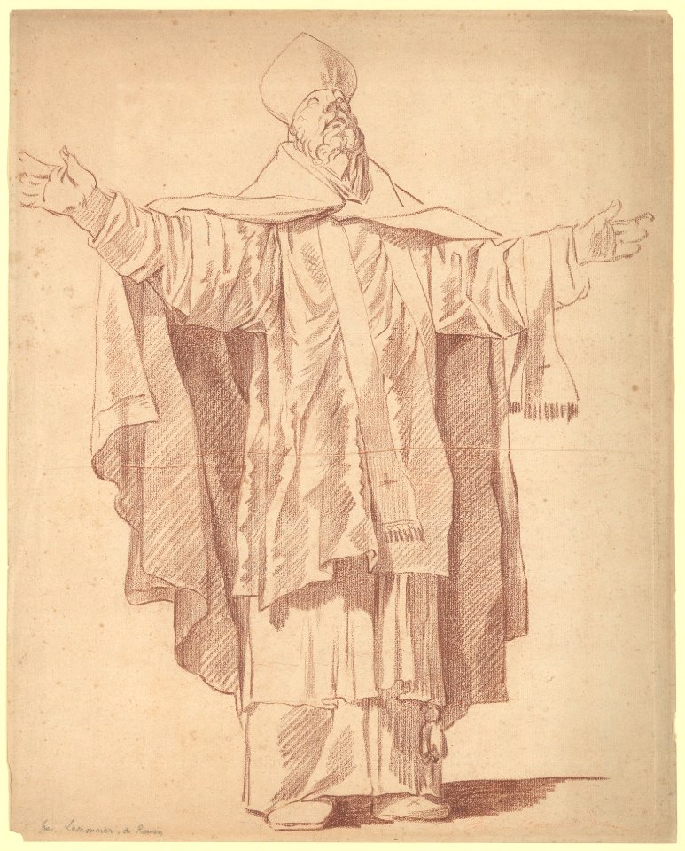 Standing Ecclesiastic With Arms Upraised MET DP214679