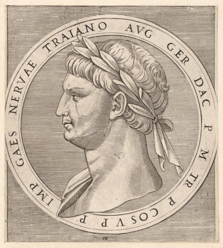 Speculum Romanae Magnificentiae: Nerva, from The Twelve Caesars, Marcantonio Raimondi, circa 1500–1534