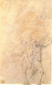 Standing Dominican or Servite Holding a Book and Staff (recto); Study of two warriors (verso) MET 64.40 VERSO
