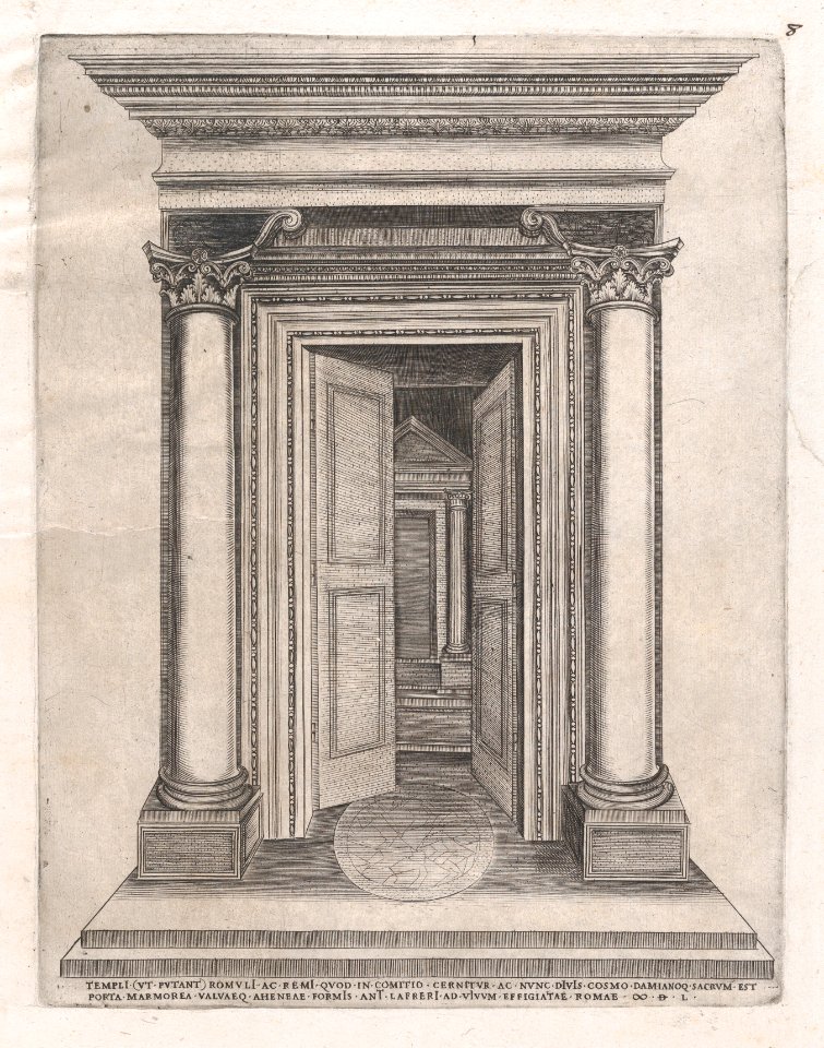Speculum Romanae Magnificentiae- Portico of the Temple of Romulus MET DP870267