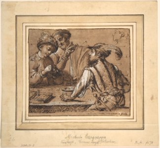 Study after Caravaggio's 'The Cardsharps' with color notes MET DP800035