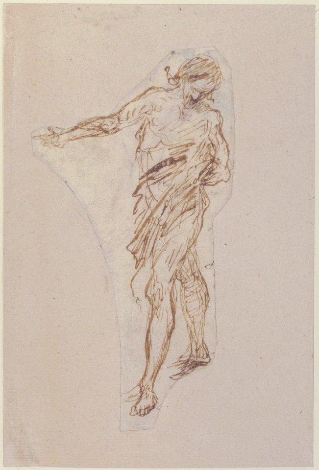 Standing Male Figure with Right Arm Extended (recto); Seated Male Figure (verso) MET 1970.101.3 RECTO