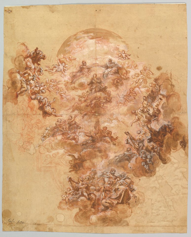 Study for a Ceiling Decoration- Coronation of the Virgin (recto); Female Head (verso) MET DP820295