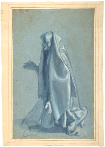 Study for a Male Figure Lowered into a Grave (recto); Kneeling Female Figure in Profile to Left (verso) MET DP801303