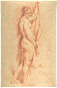 Standing Nude Female Figure (recto); Studies of a Kneeling Nude Female Figure and of a Man's Head (verso) MET DP801294
