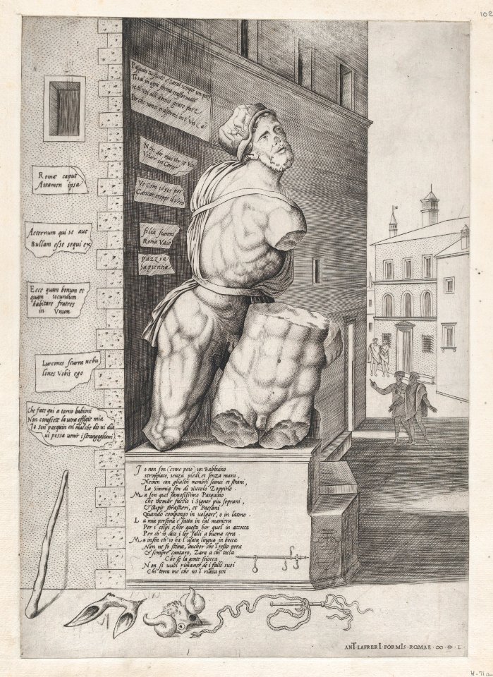 Speculum Romanae Magnificentiae- Statue of Pasquin in the House of Cardinal Ursino MET DP870224