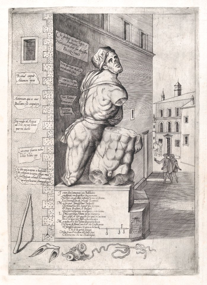 Speculum Romanae Magnificentiae- Statue of Pasquin in the House of Cardinal Ursino MET DP870295