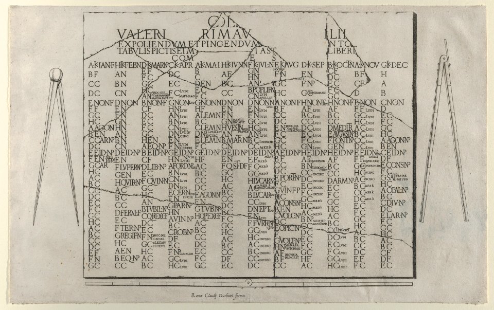 Speculum Romanae Magnificentiae- Tablet with Calendar from the Farnese Palace MET DP870334