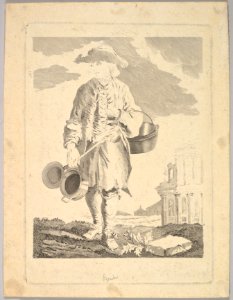 Standing man holding kettles MET DP826663