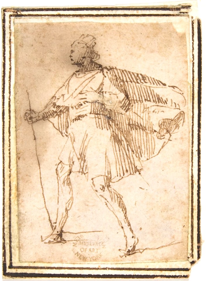Standing Male Figure with Cloak and Staff MET DP807574