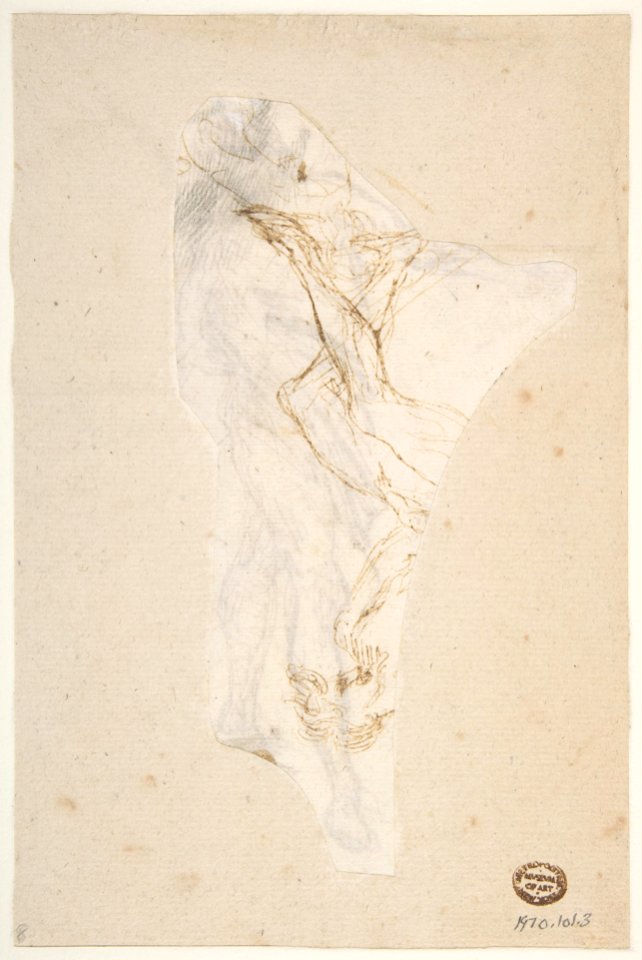 Standing Male Figure with Right Arm Extended (recto); Seated Male Figure (verso) MET DP809174