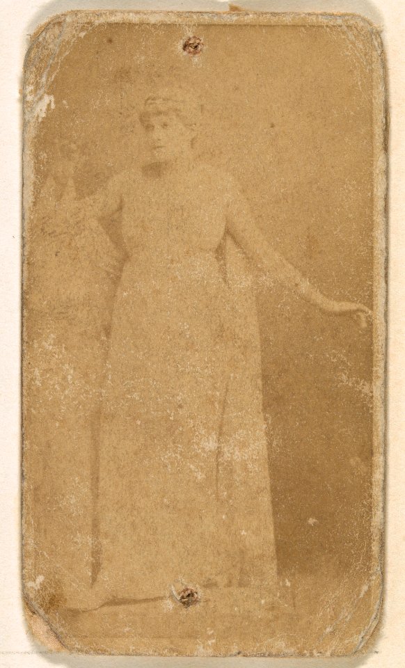 Standing actress in long pale gown, from the Actresses series (N245) issued by Kinney Brothers to promote Sweet Caporal Cigarettes MET DP859942