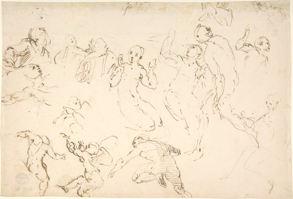 Standing and Kneeling Figures, and Studies of Flying Putti MET DP809302
