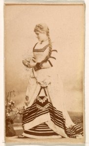 Standing actress in striped gown, from the Actresses series (N245) issued by Kinney Brothers to promote Sweet Caporal Cigarettes MET DP859943