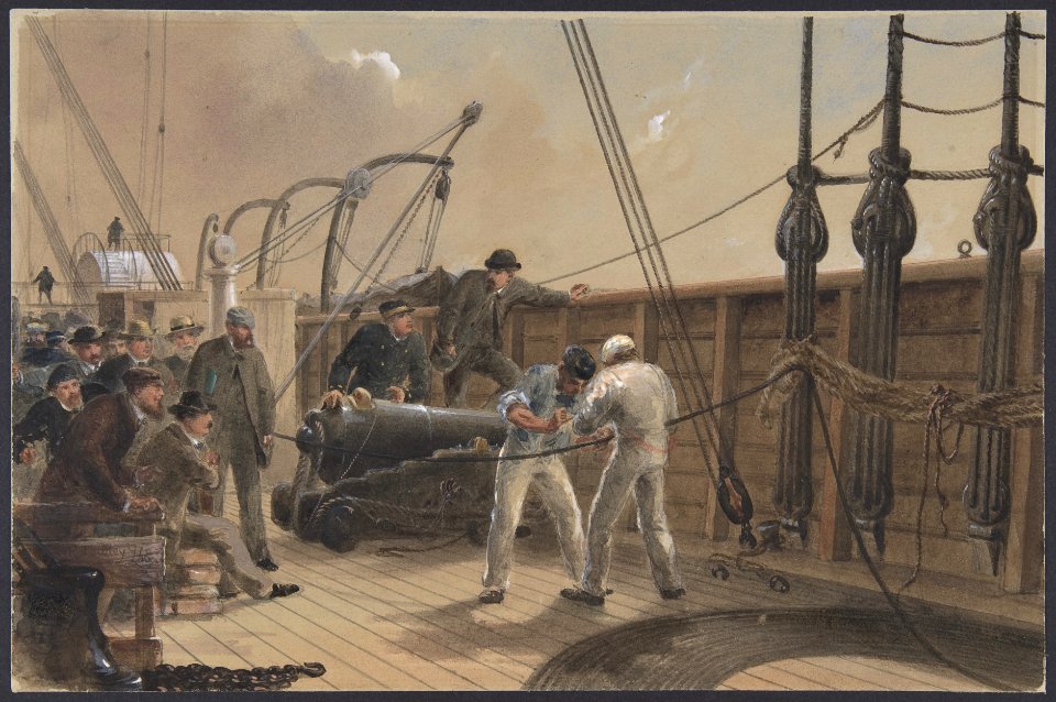 Splicing the Cable (after the First Accident) on Board the Great Eastern, July 25th, 1865 MET DP801256