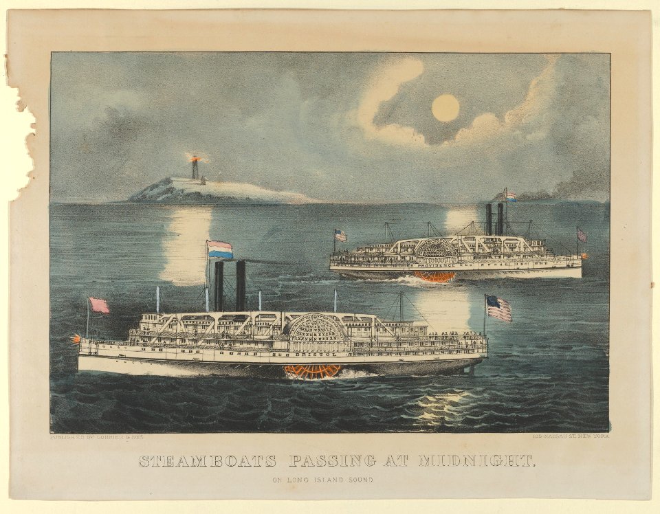Steamboats Passing at Midnight – On Long Island Sound MET DP853627