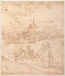 Standing and Seated Figures in a Landscape with an Obelisk MET 1975.131.1