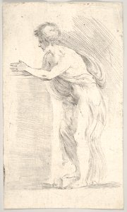 Study of a young man pressing his hands together, standing in profile facing left MET DP831105