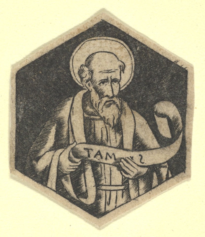 St Matthew the Evangelist, holding a banderole (possibly a modern impression) MET DP853472