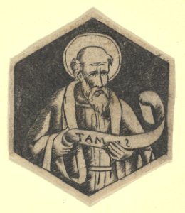 St Matthew the Evangelist, holding a banderole (possibly a modern impression) MET DP853472