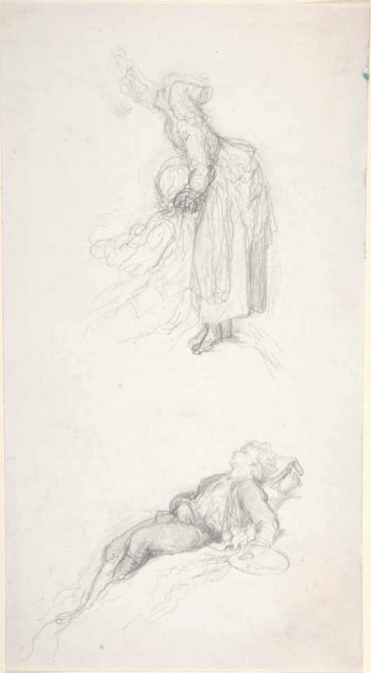 Study of a standing woman with a sitting man; study of a resting artist MET DP805702