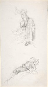 Study of a standing woman with a sitting man; study of a resting artist MET DP805702