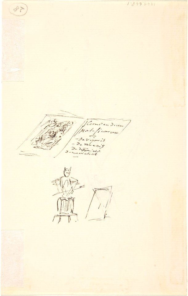 Study of Patin (recto); Sketch of an Open Book, "Compendium Maleficarum" (verso) MET DP802742
