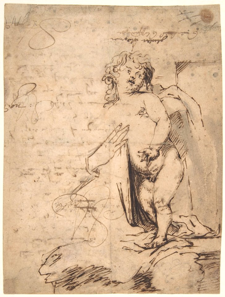 Study of the Christ Child and the Hand of the Madonna. Verso; Profile of a Man MET DP802099